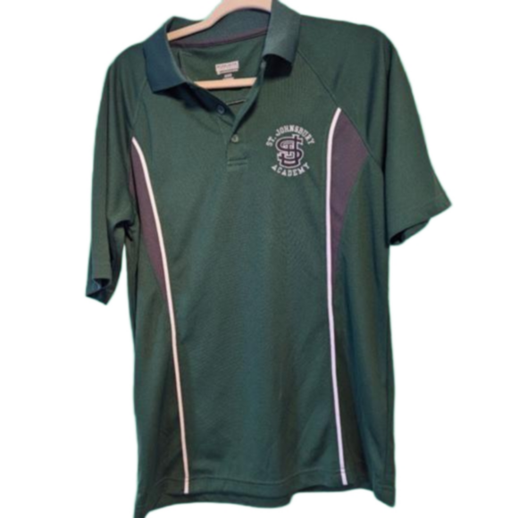 St.Johsbury Academy Green Polo T- Shirt Adult Small Polyester St. J logo - Picture 1 of 10